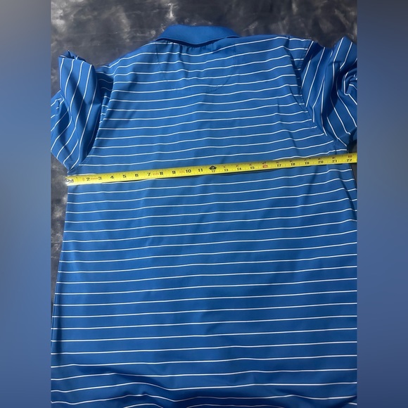 Pebble Beach Performance Golf Polo Shirt Men's Short Sleeve Blue Striped Large - Picture 3 of 4